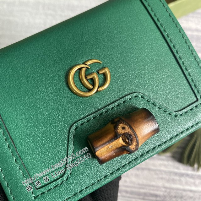 Gucci新款卡包 古馳竹子設計小牛皮錢包 Gucci全皮純色零錢包 658244  ydg3019